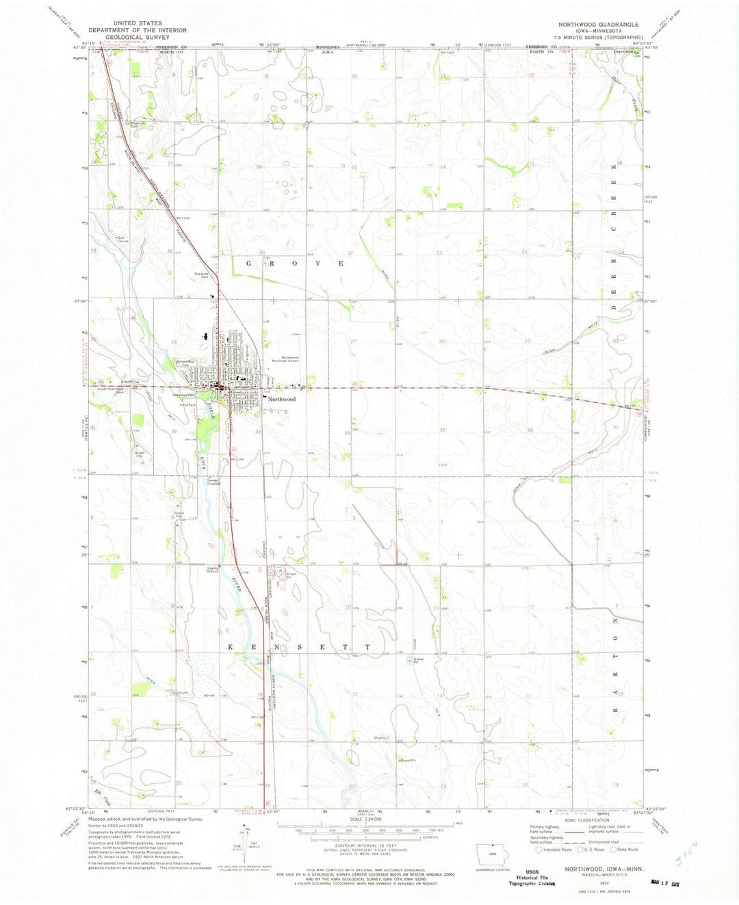 1972 Northwood, IA - Iowa - USGS Topographic Map