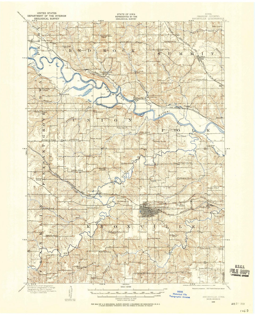 1909 Knoxville, IA - Iowa - USGS Topographic Map