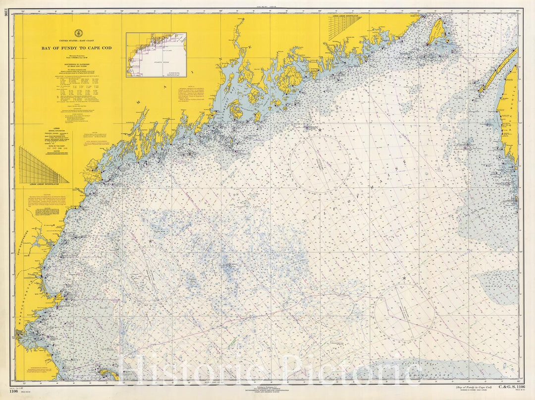 Historic Nautical Map - Bay Of Fundy To Cape Cod, 1967 NOAA Chart - Maine, Massachusetts (ME, MA) - Vintage Wall Art