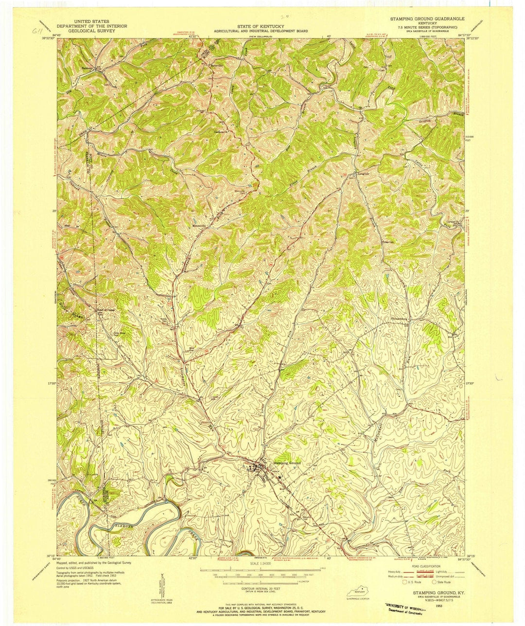 1953 Stamping Ground, KY - Kentucky - USGS Topographic Map