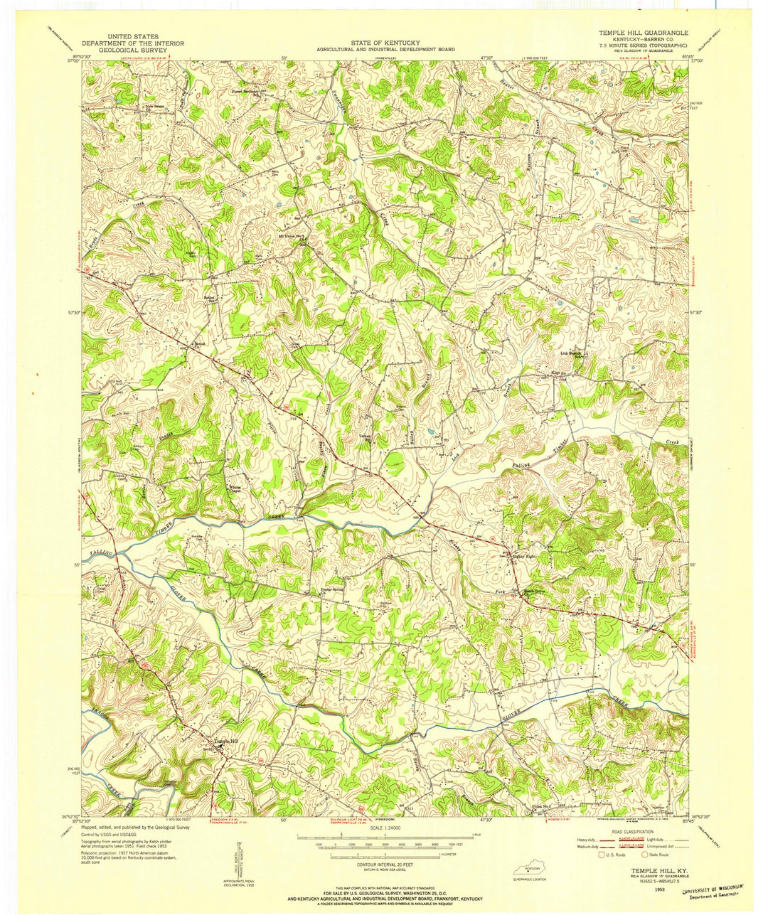 1953 Temple Hill, KY - Kentucky - USGS Topographic Map