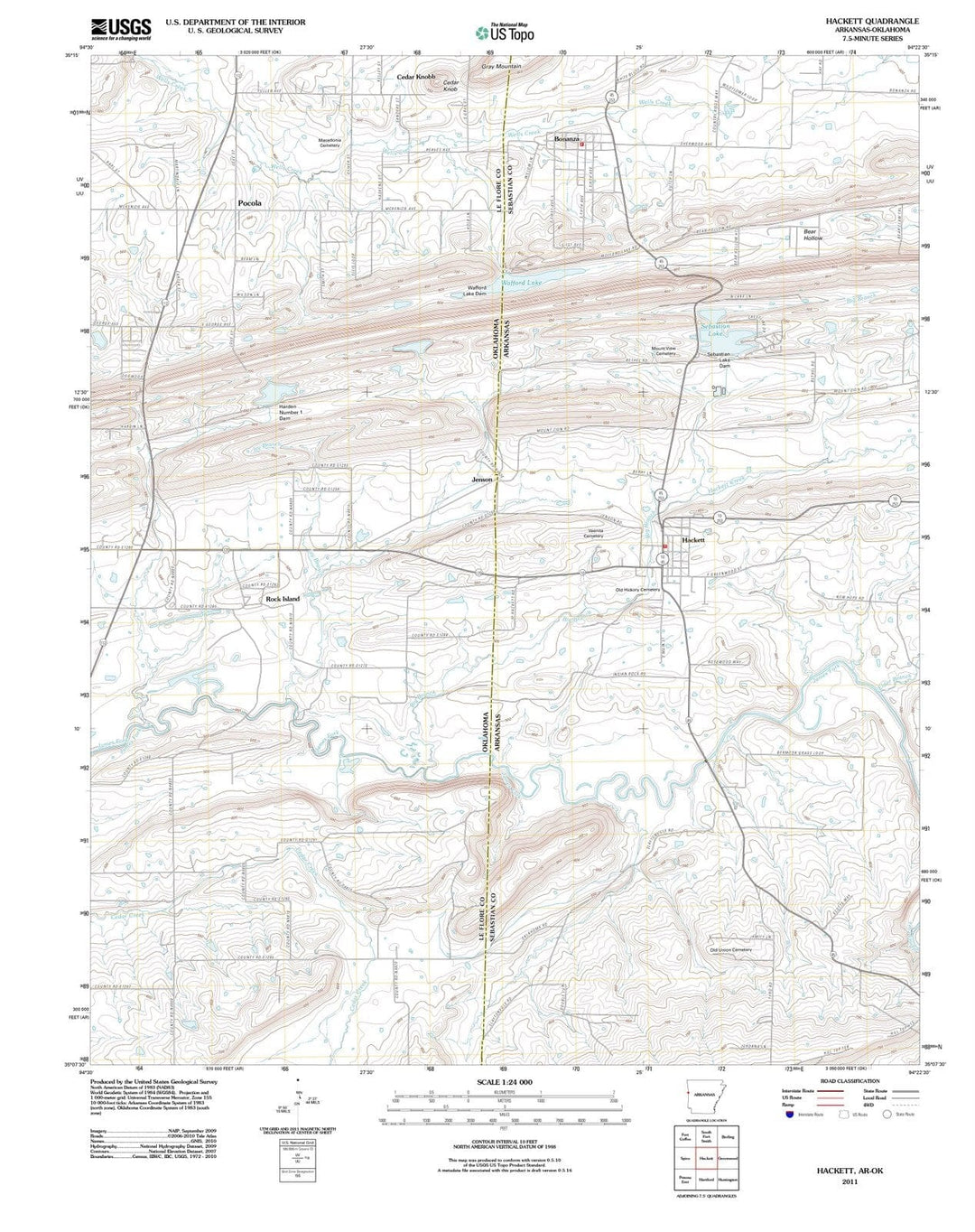 2011 Hackett, AR - Arkansas - USGS Topographic Map