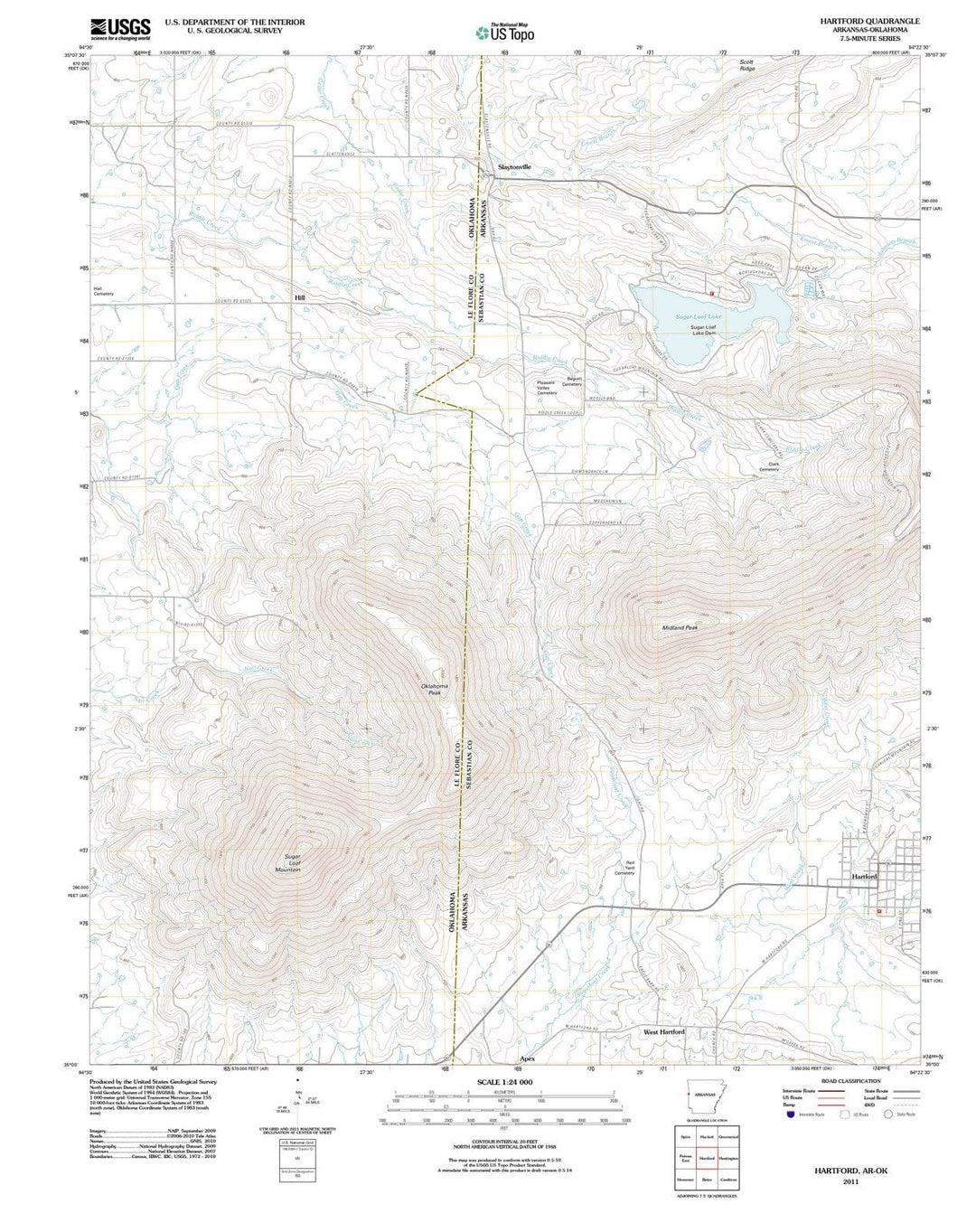 2011 Hartford, AR - Arkansas - USGS Topographic Map