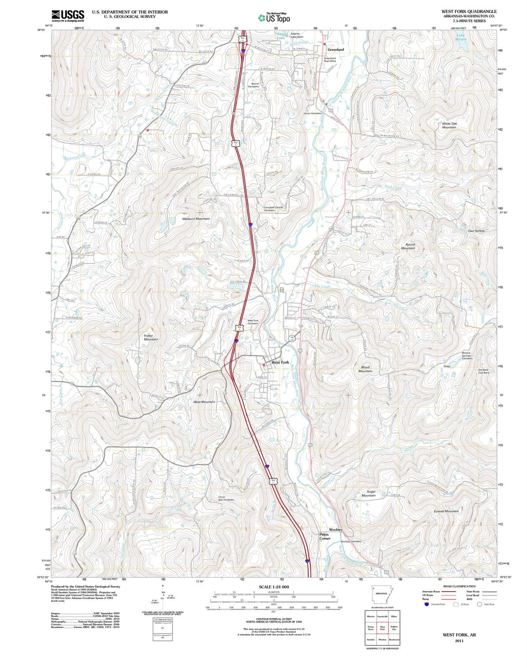 2011 West Fork, AR - Arkansas - USGS Topographic Map