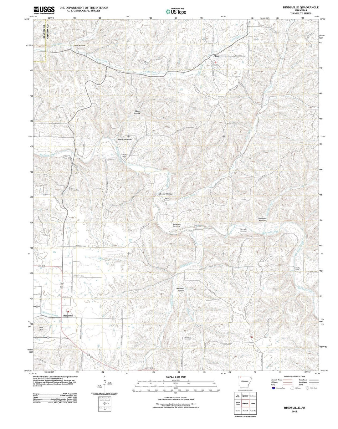 2011 Hindsville, AR - Arkansas - USGS Topographic Map