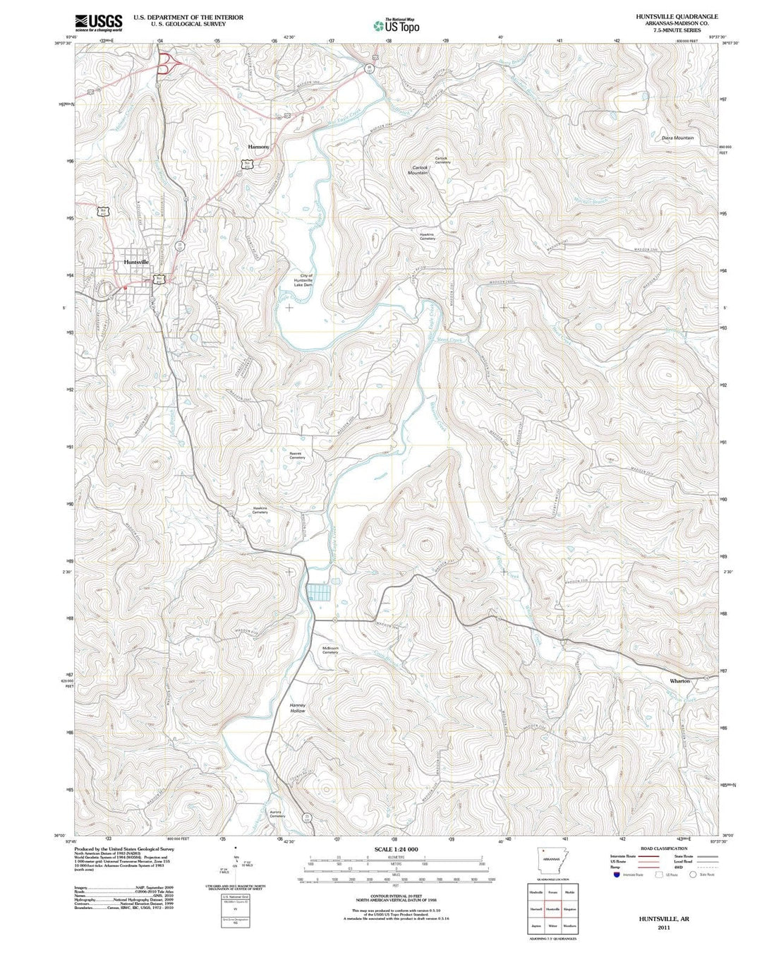 2011 Huntsville, AR - Arkansas - USGS Topographic Map