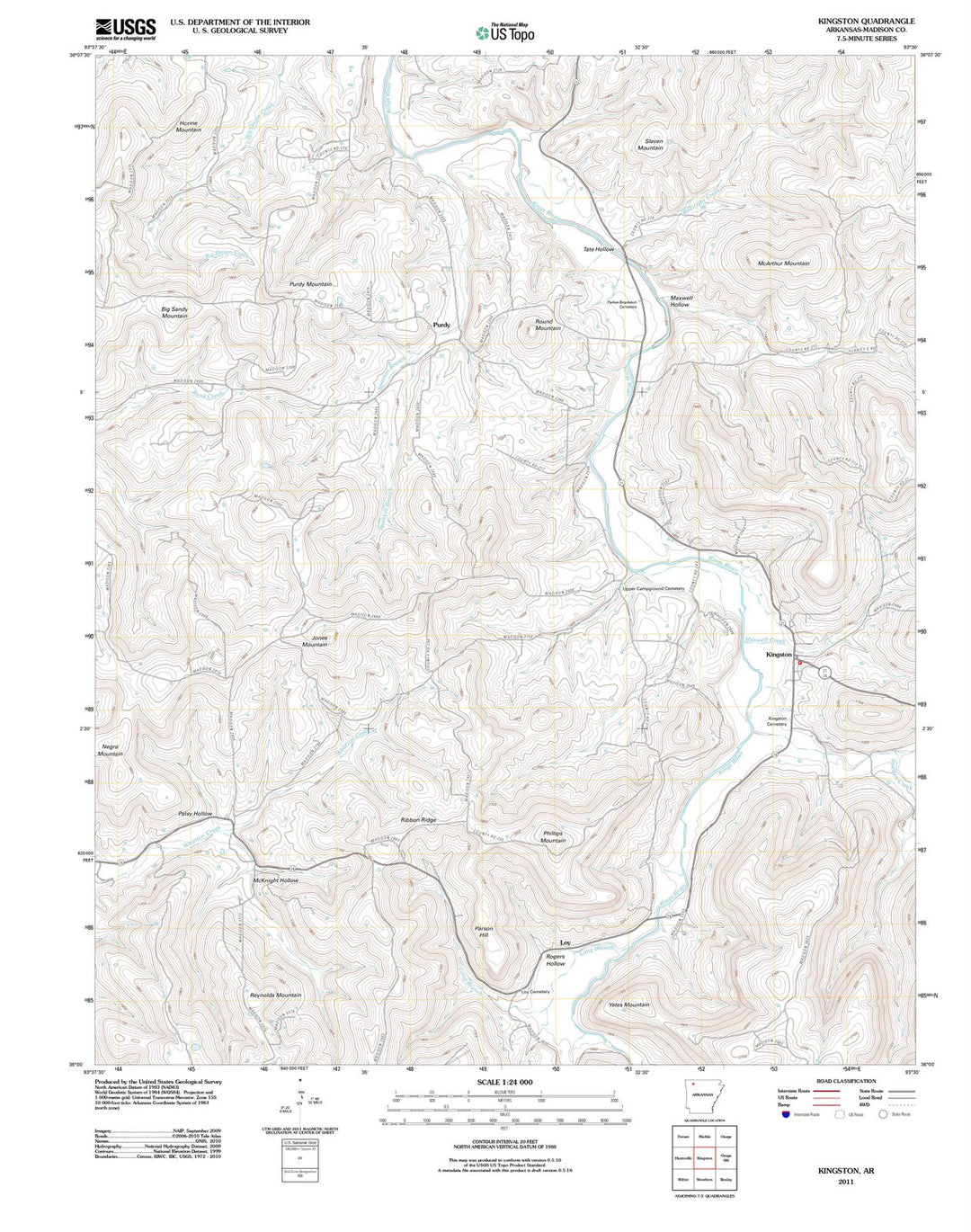 2011 Kingston, AR - Arkansas - USGS Topographic Map