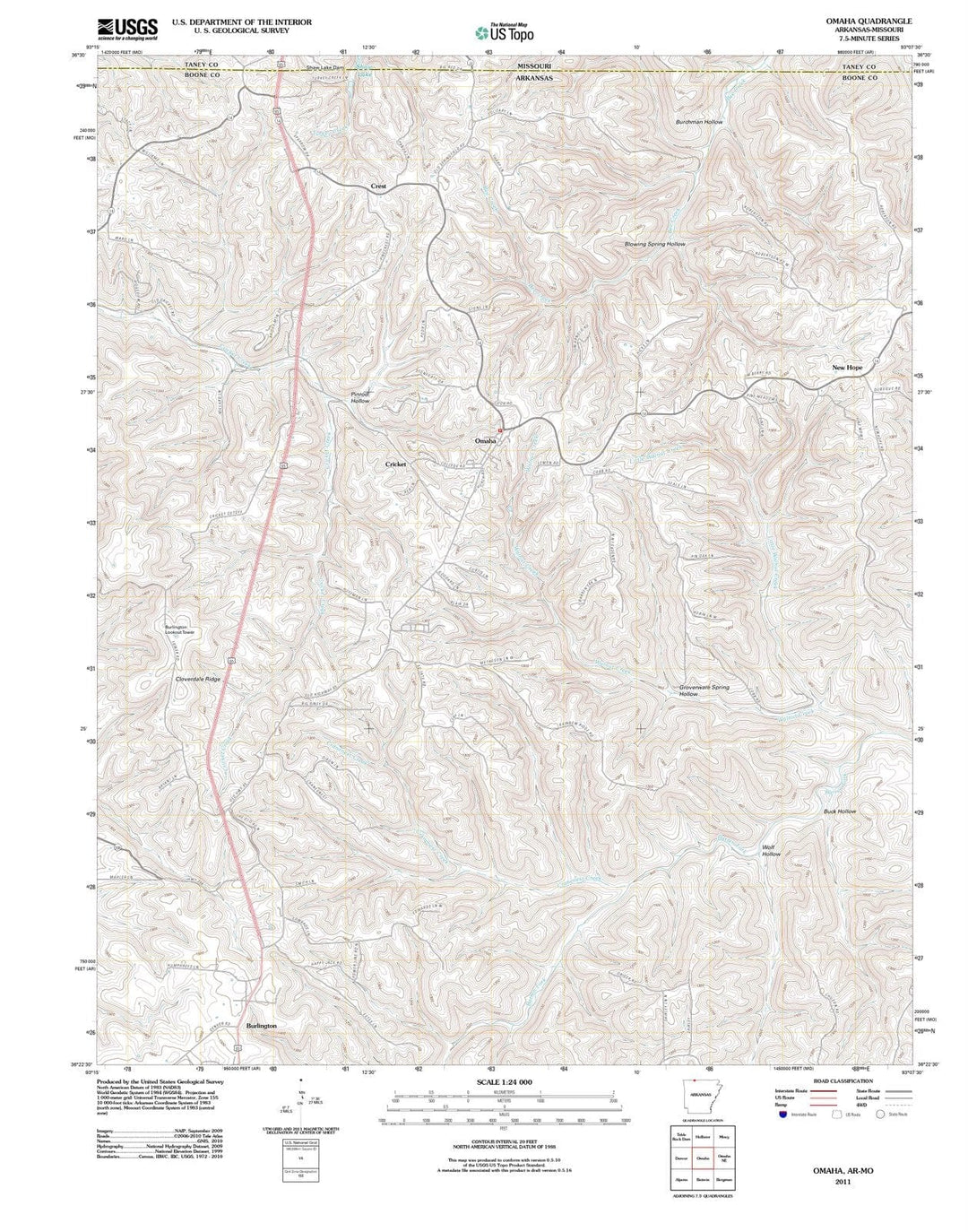 2011 Omaha, AR - Arkansas - USGS Topographic Map