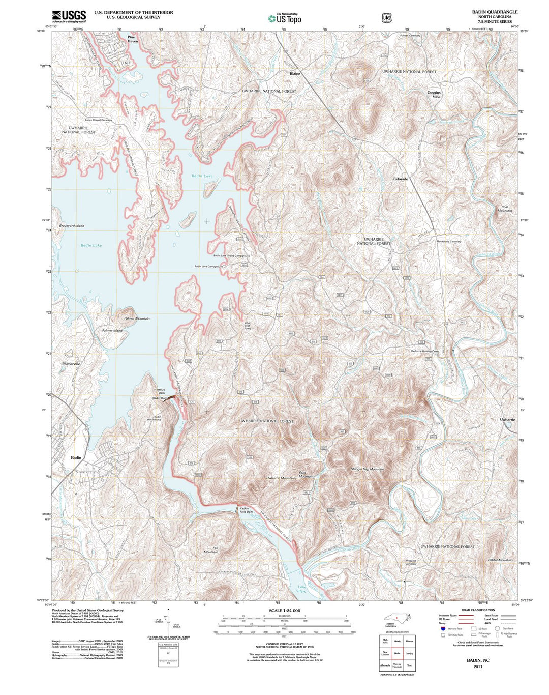 2011 Badin, NC - North Carolina - USGS Topographic Map