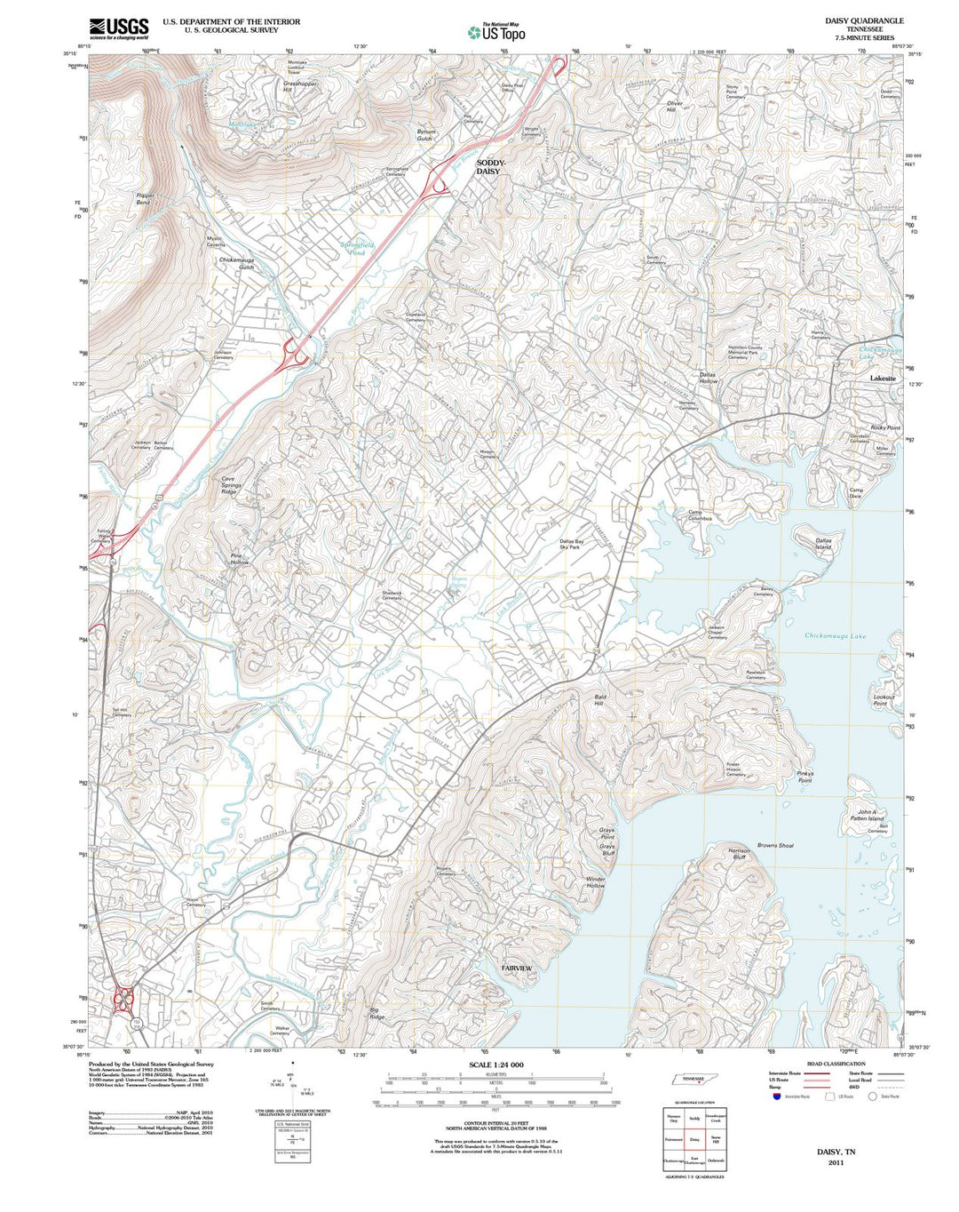 2011 Daisy, TN - Tennessee - USGS Topographic Map
