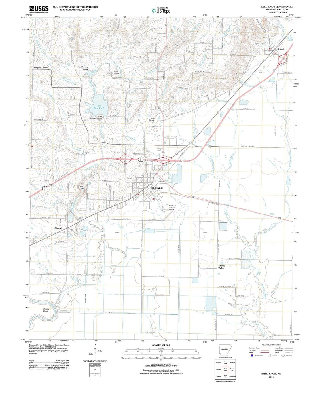 2011 Bald Knob, AR - Arkansas - USGS Topographic Map