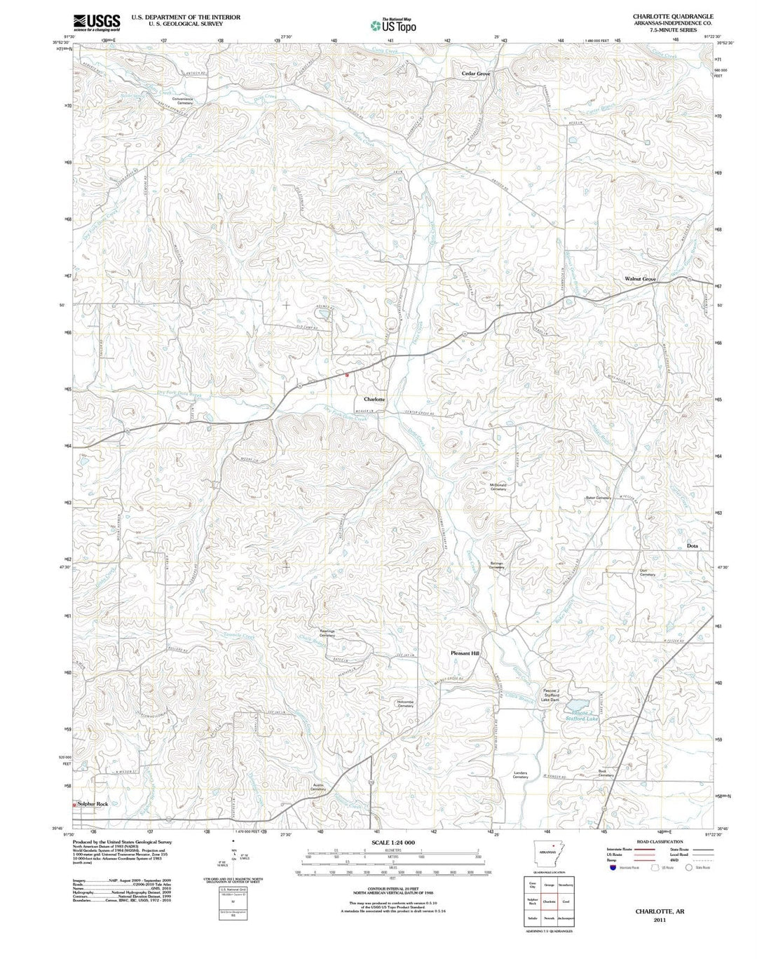 2011 Charlotte, AR - Arkansas - USGS Topographic Map