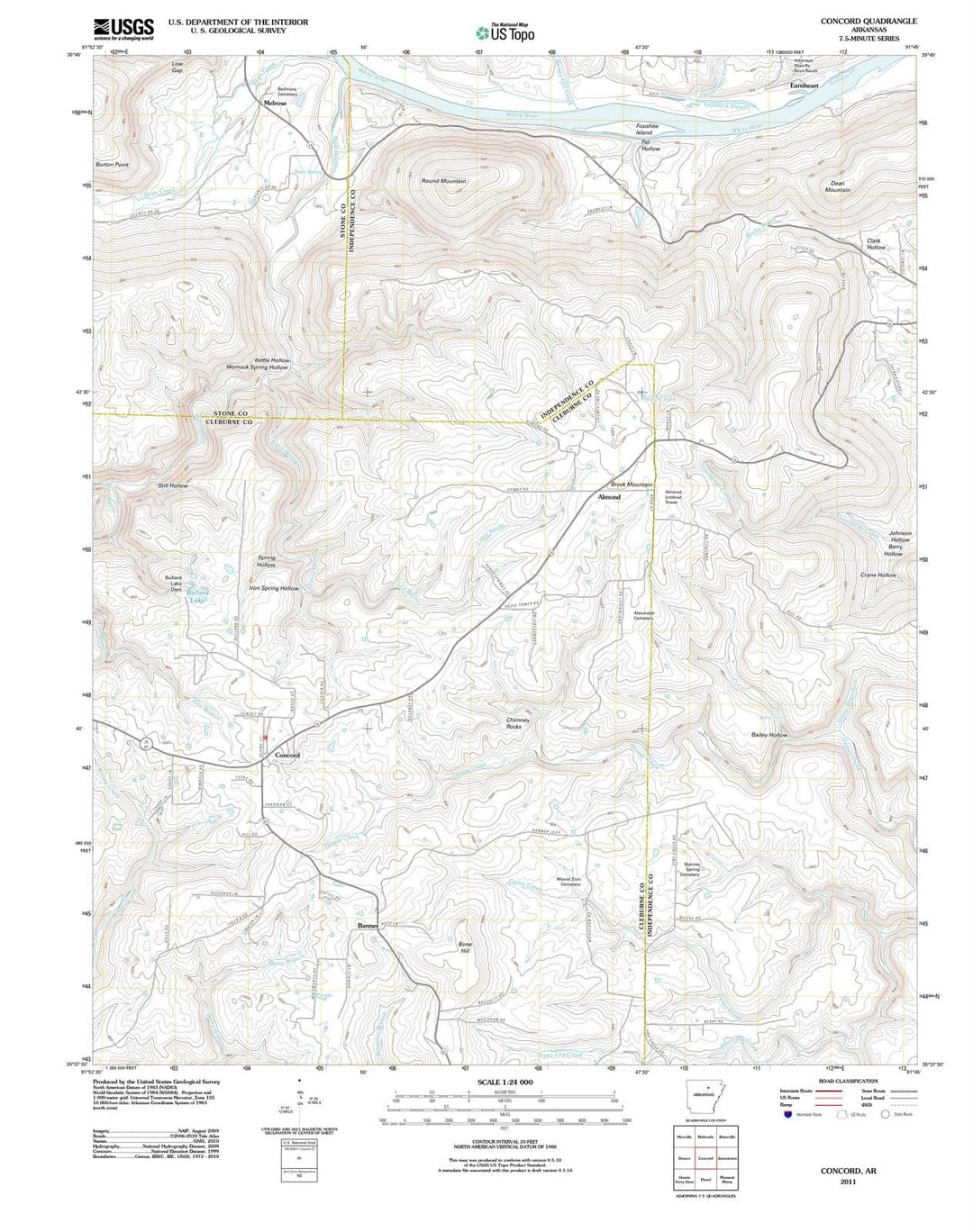 2011 Concord, AR - Arkansas - USGS Topographic Map