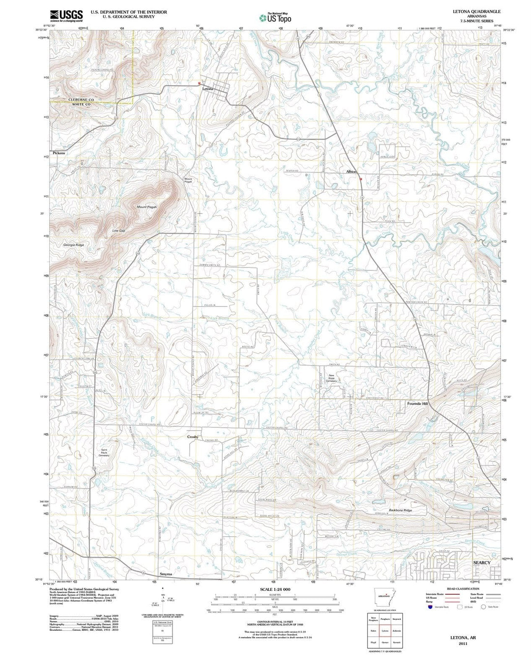2011 Letona, AR - Arkansas - USGS Topographic Map