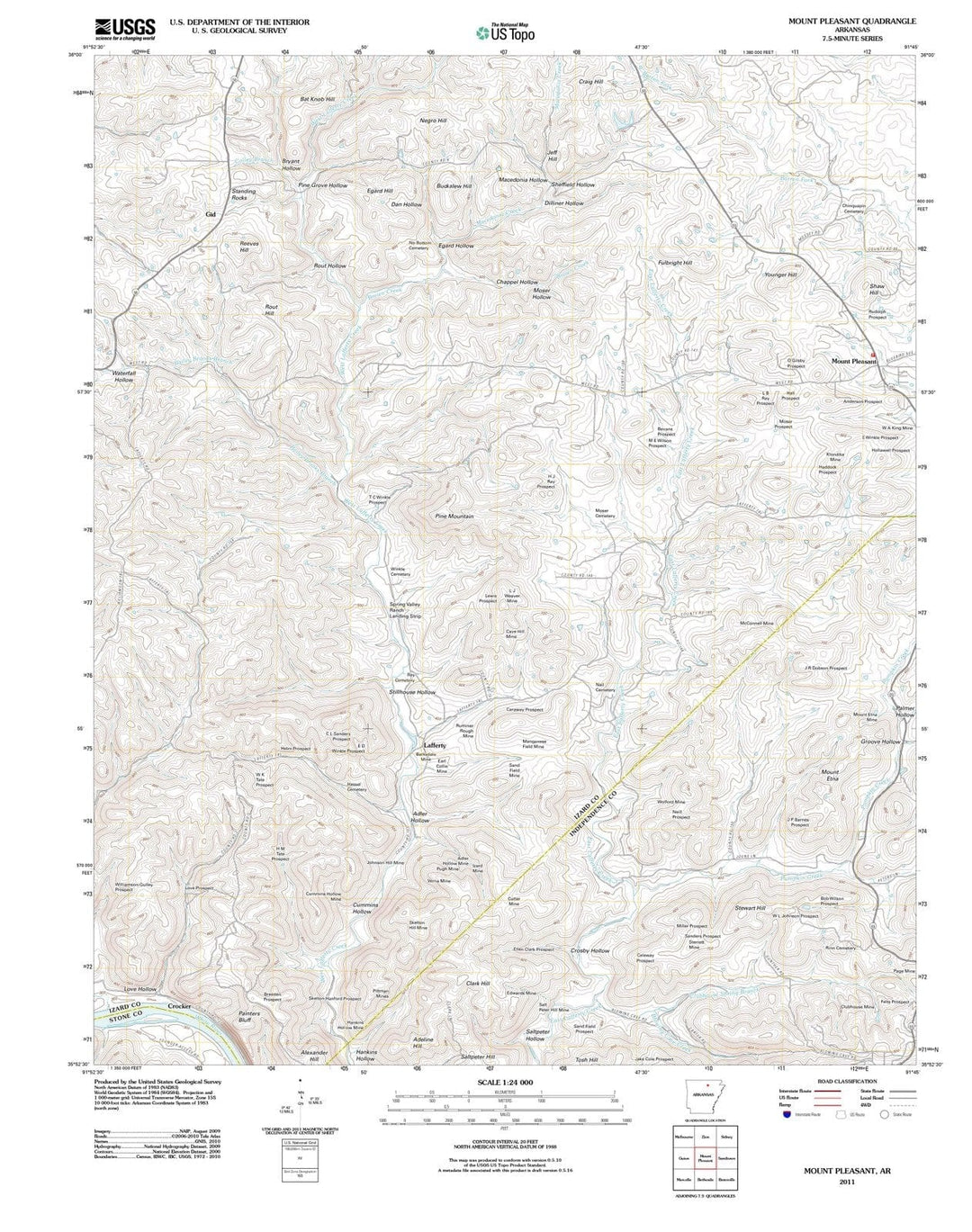 2011 Mount Pleasant, AR - Arkansas - USGS Topographic Map