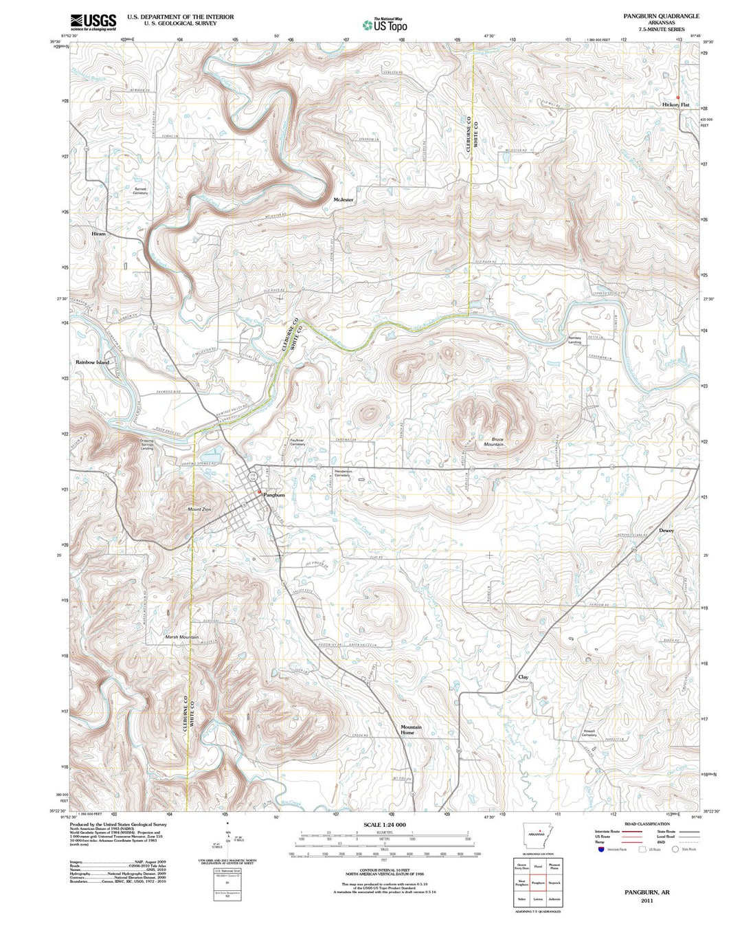 2011 Pangburn, AR - Arkansas - USGS Topographic Map