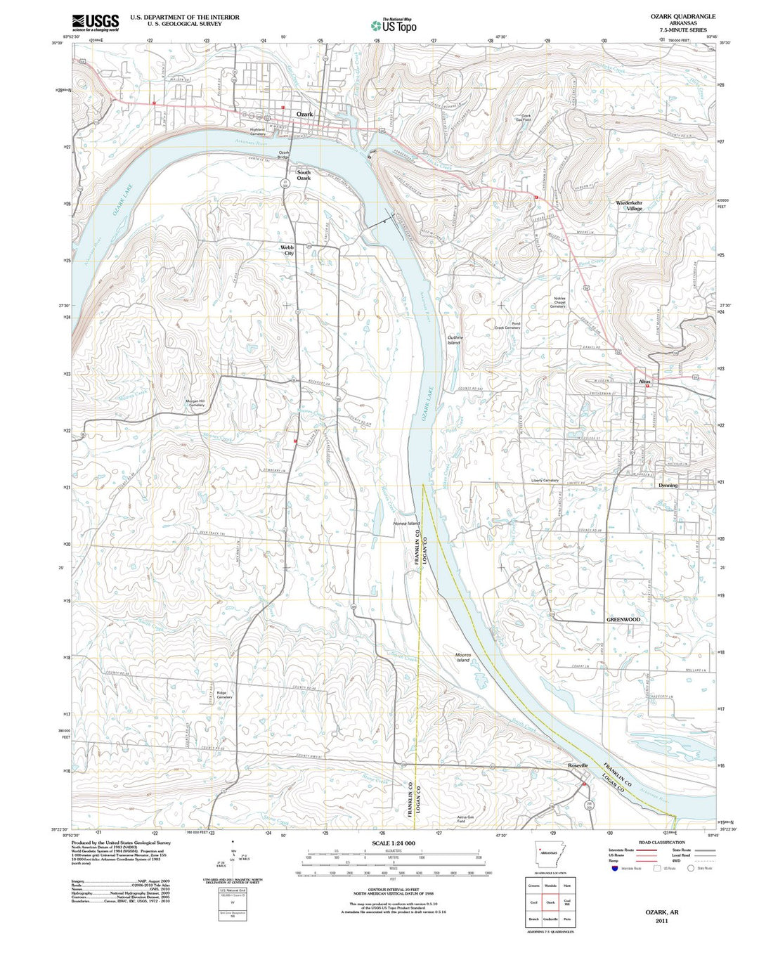 2011 Ozark, AR - Arkansas - USGS Topographic Map