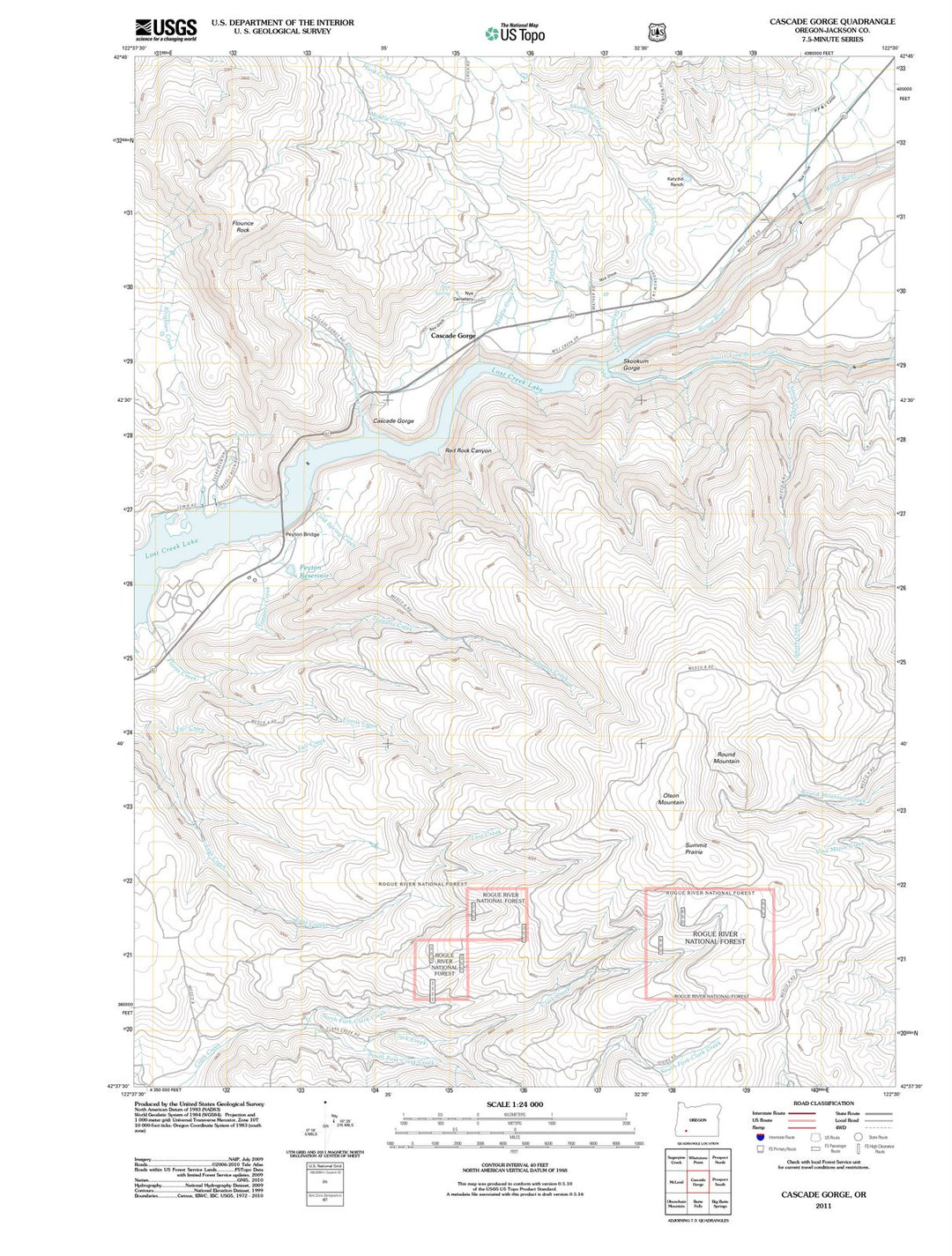 2011 Cascade Gorge, OR - Oregon - USGS Topographic Map
