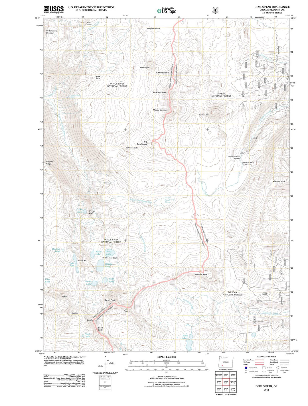 2011 Devils Peak, OR - Oregon - USGS Topographic Map