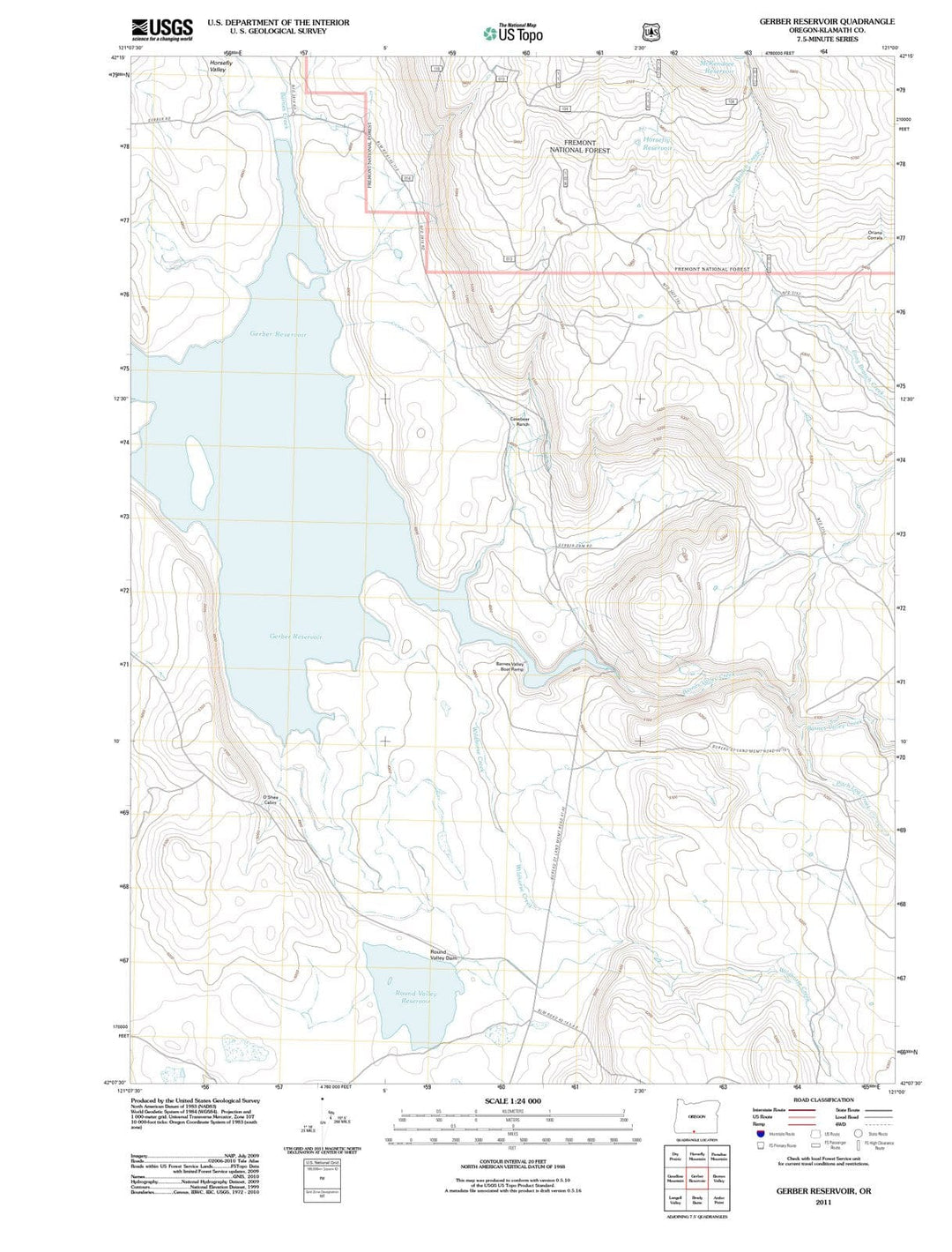 2011 Gerber Reservoir, OR - Oregon - USGS Topographic Map