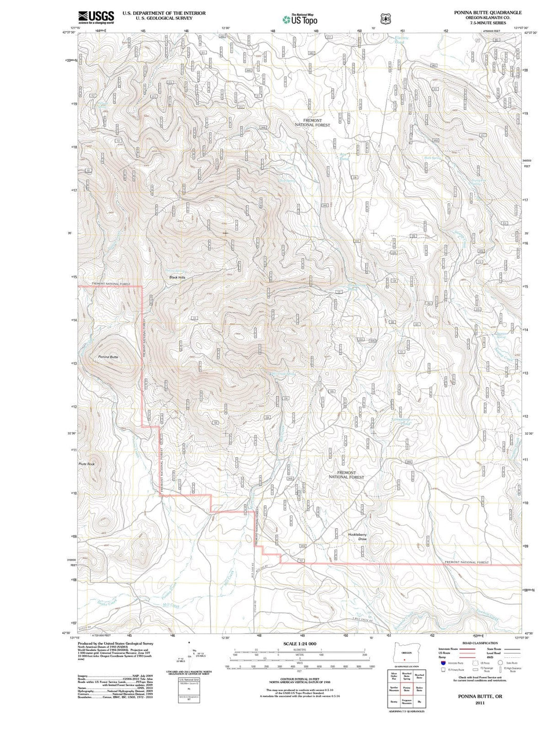 2011 Ponina Butte, OR - Oregon - USGS Topographic Map
