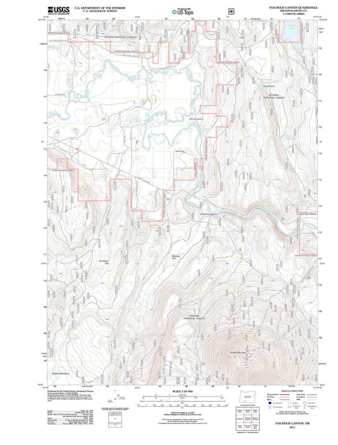 2011 S'Ocholis Canyon, OR - Oregon - USGS Topographic Map