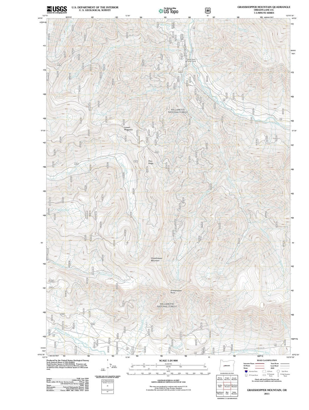 2011 Grasshopper Mountain, OR - Oregon - USGS Topographic Map