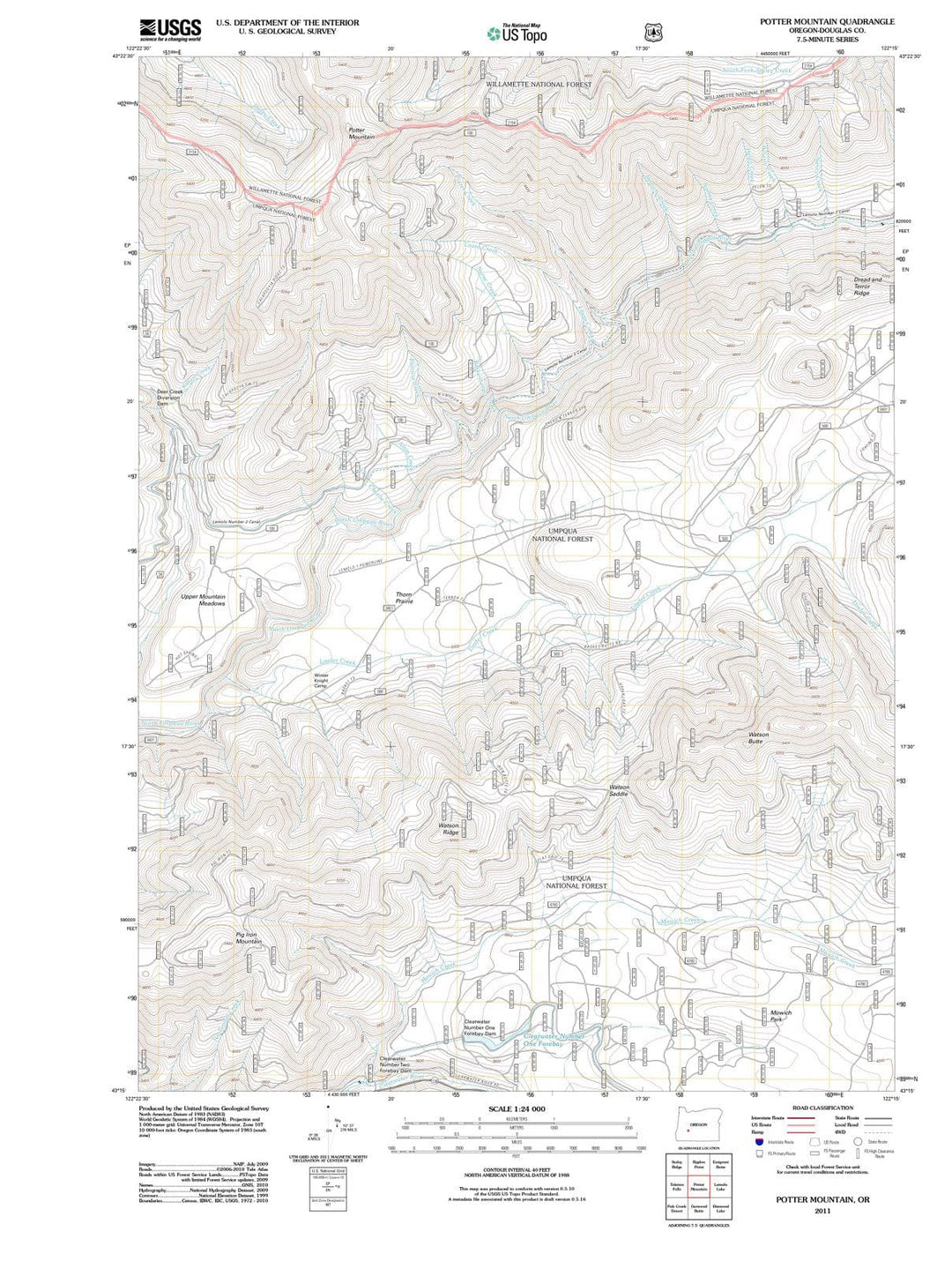 2011 Potter Mountain, OR - Oregon - USGS Topographic Map