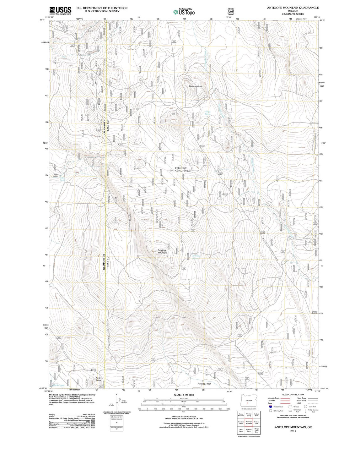 2011 Antelope Mountain, OR - Oregon - USGS Topographic Map