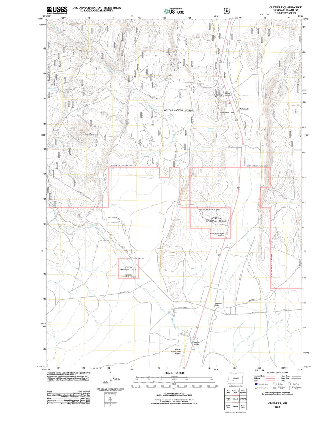 2011 Chemult, OR - Oregon - USGS Topographic Map