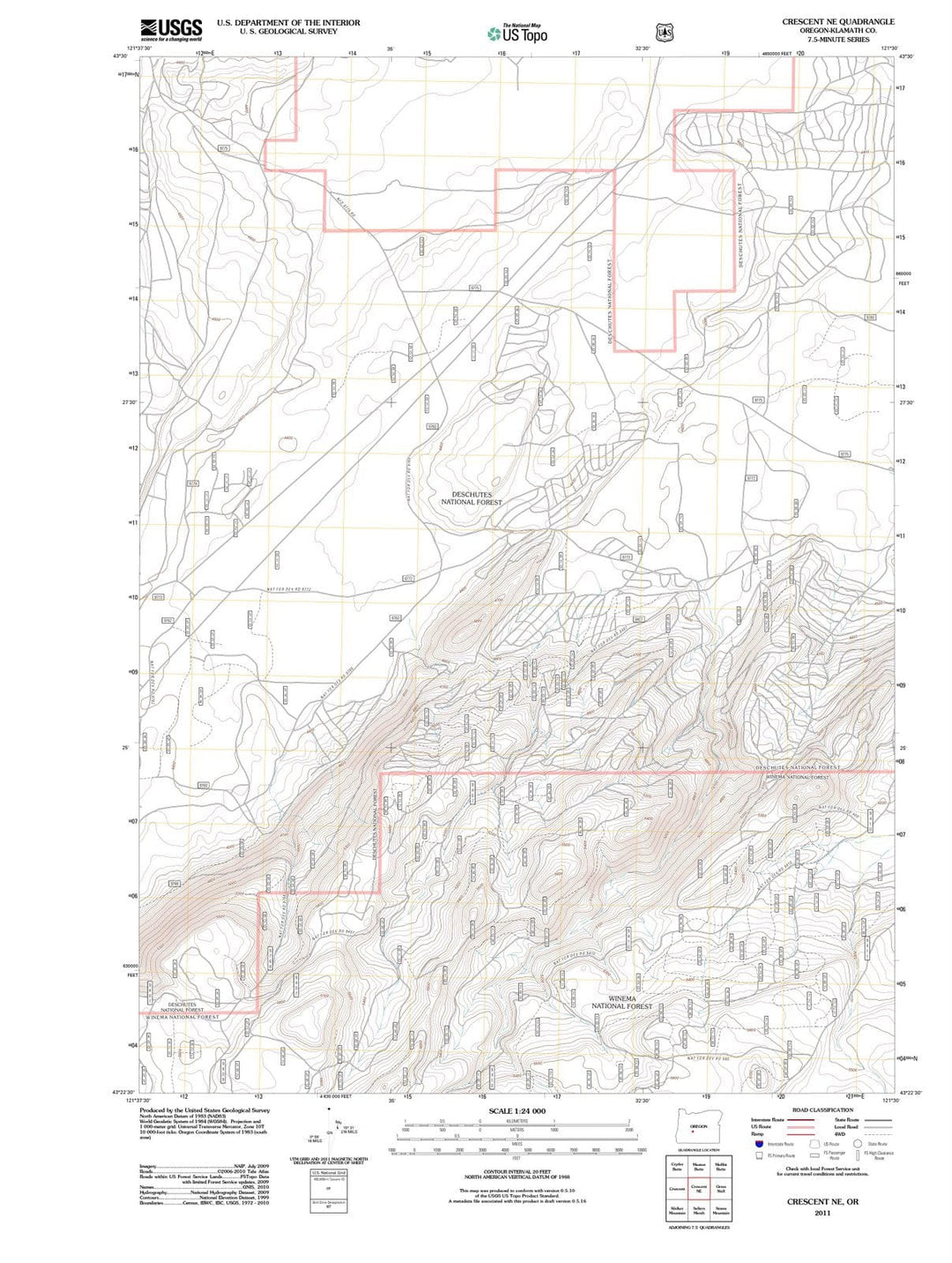 2011 Crescent, OR - Oregon - USGS Topographic Map