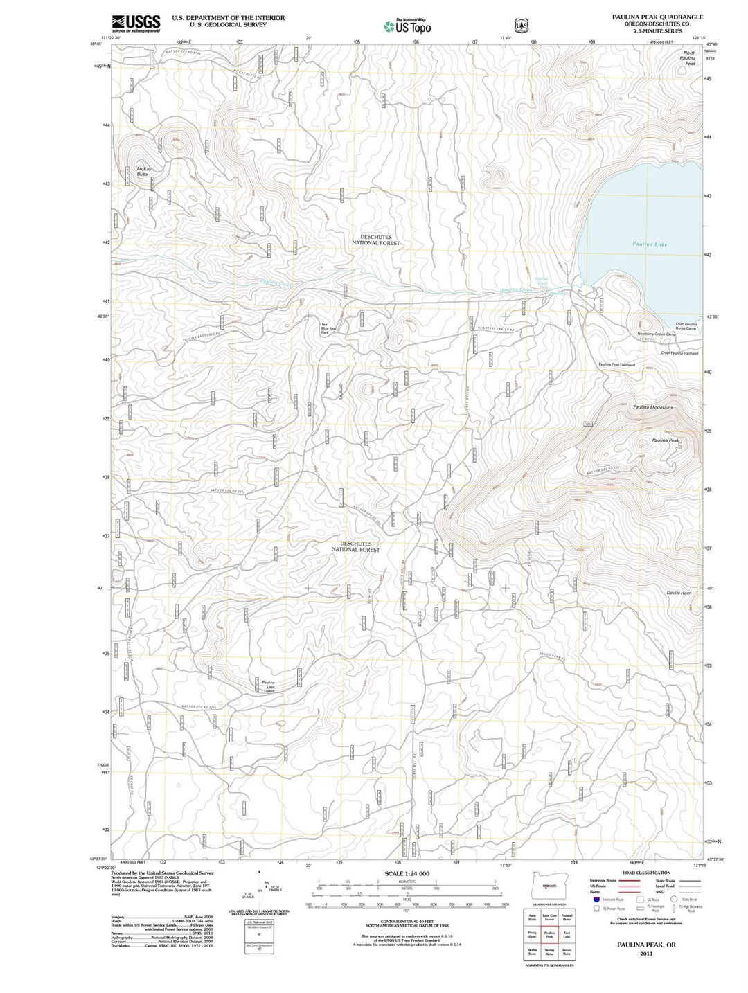 2011 Paulina Peak, OR - Oregon - USGS Topographic Map