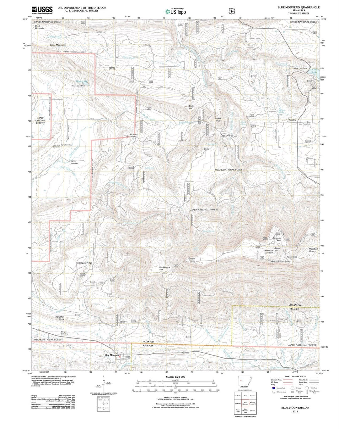 2011 Blue Mountain, AR - Arkansas - USGS Topographic Map