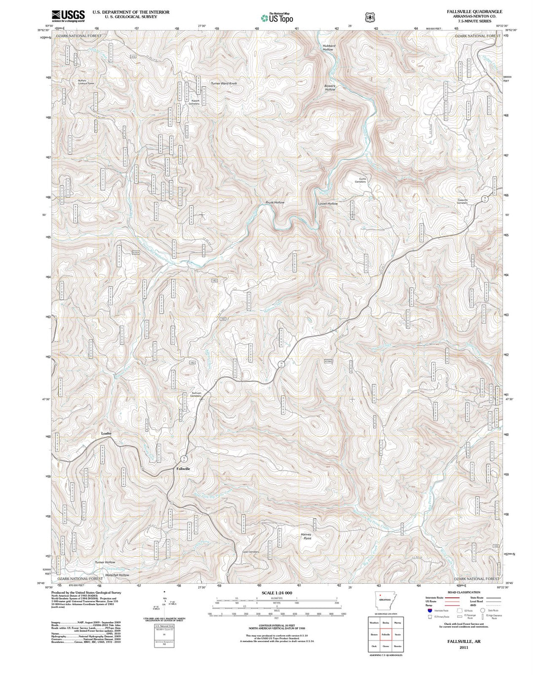 2011 Fallsville, AR - Arkansas - USGS Topographic Map