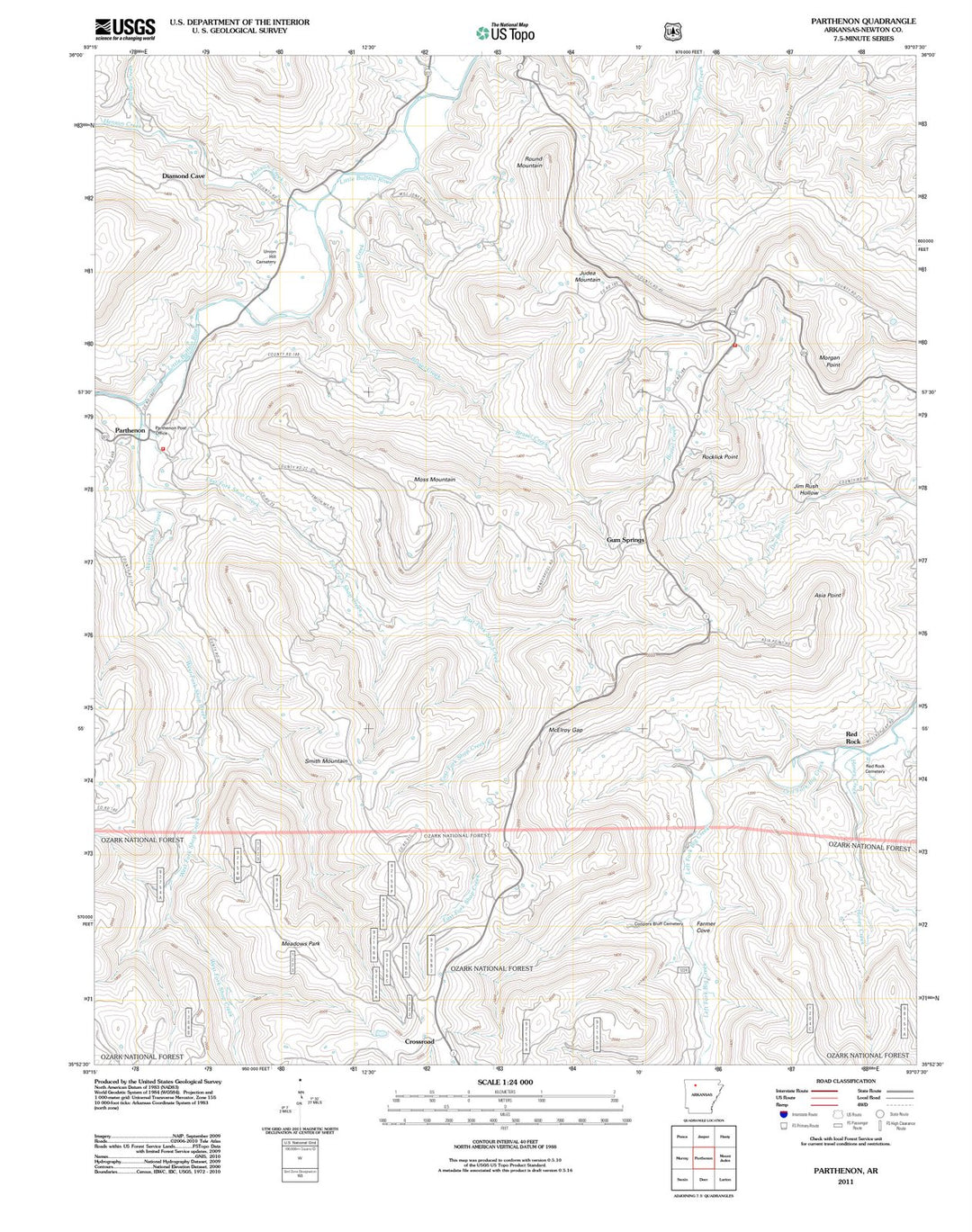2011 Parthenon, AR - Arkansas - USGS Topographic Map