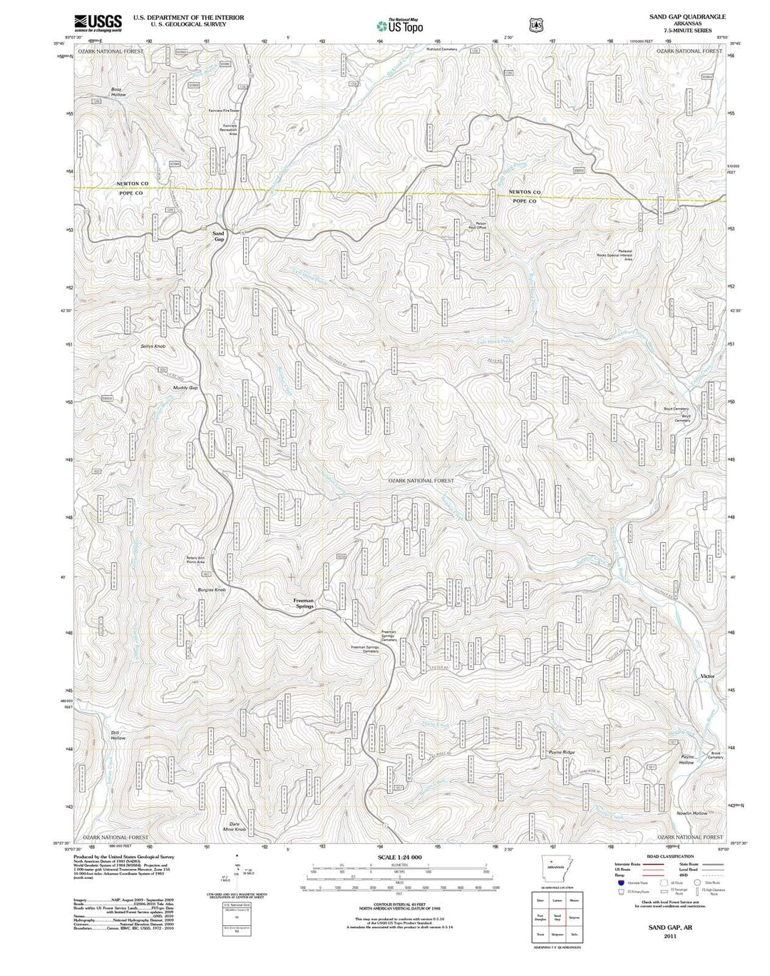 2011 Sand Gap, AR - Arkansas - USGS Topographic Map