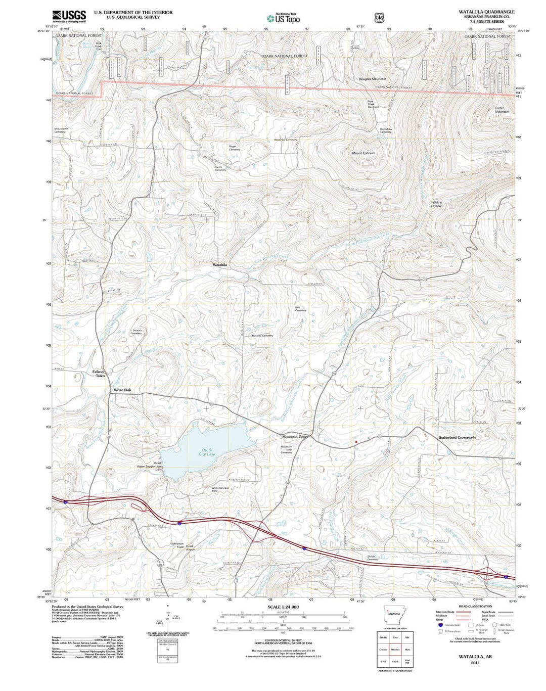2011 Watalula, AR - Arkansas - USGS Topographic Map