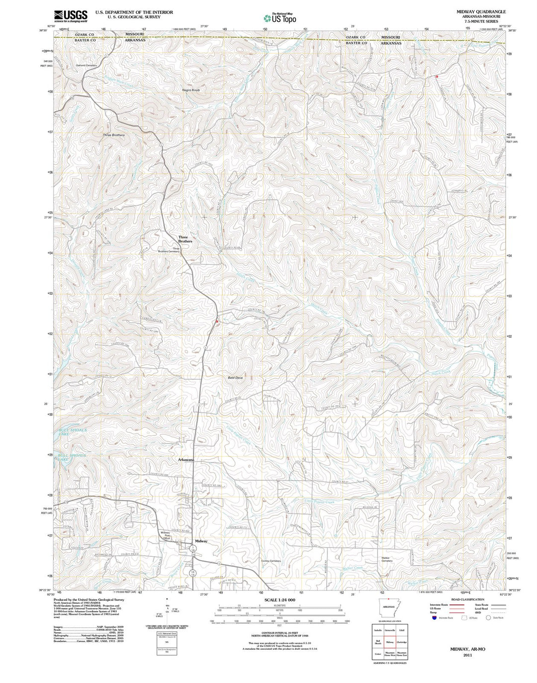 2011 Midway, AR - Arkansas - USGS Topographic Map