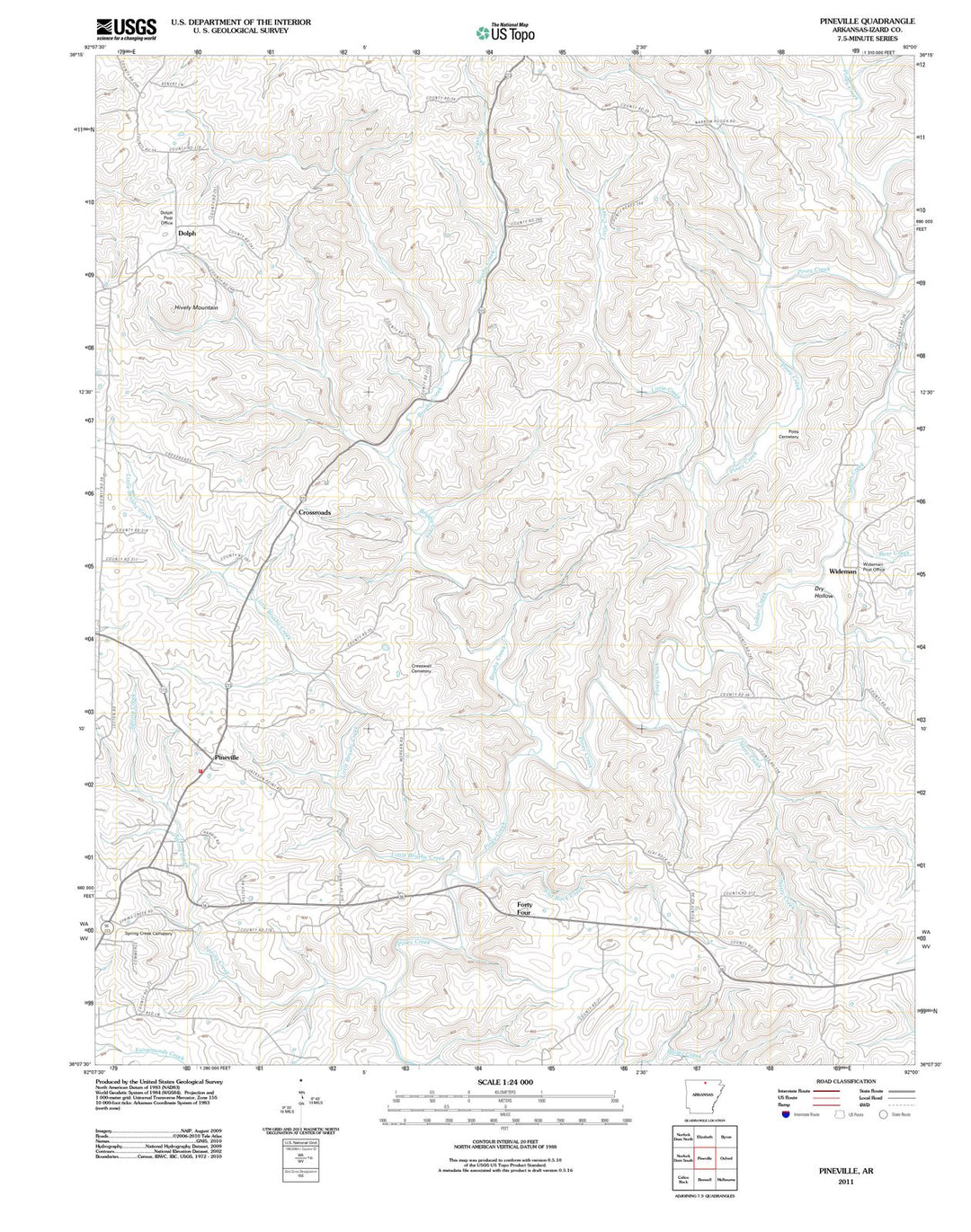 2011 Pineville, AR - Arkansas - USGS Topographic Map
