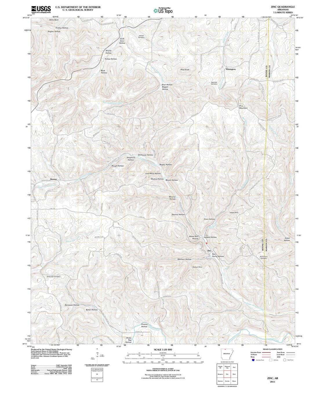 2011 Zinc, AR - Arkansas - USGS Topographic Map