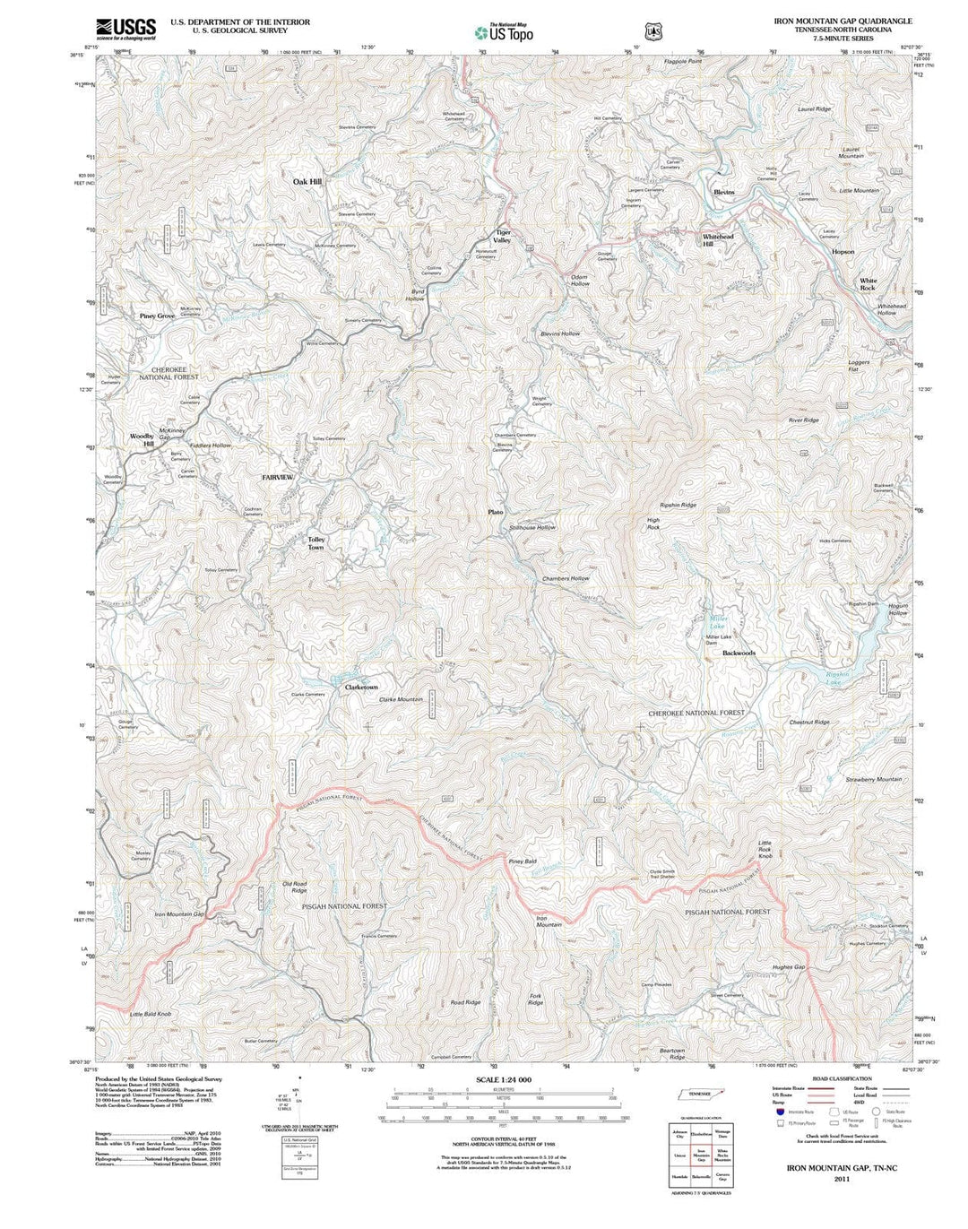 2011 Iron Mountain Gap, TN - Tennessee - USGS Topographic Map