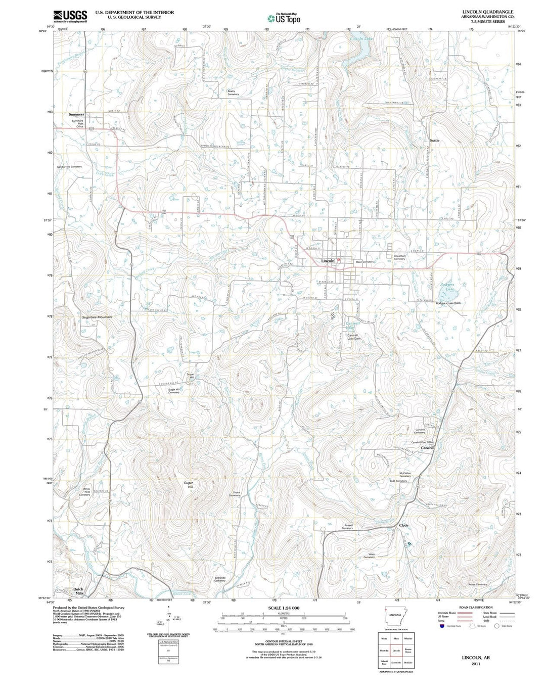 2011 Lincoln, AR - Arkansas - USGS Topographic Map