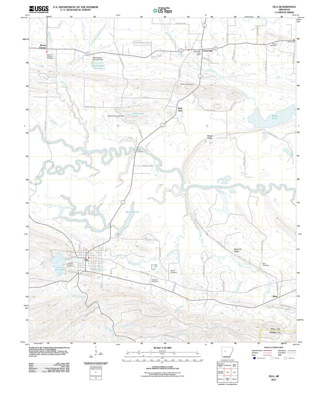 2011 Ola, AR - Arkansas - USGS Topographic Map