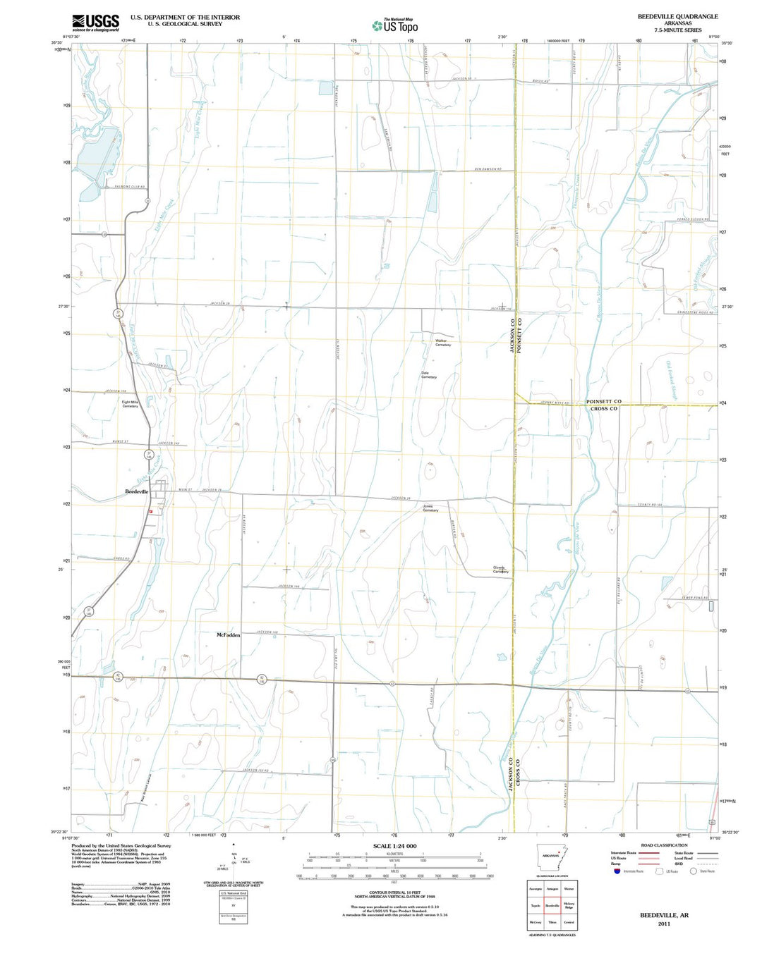 2011 Beedeville, AR - Arkansas - USGS Topographic Map