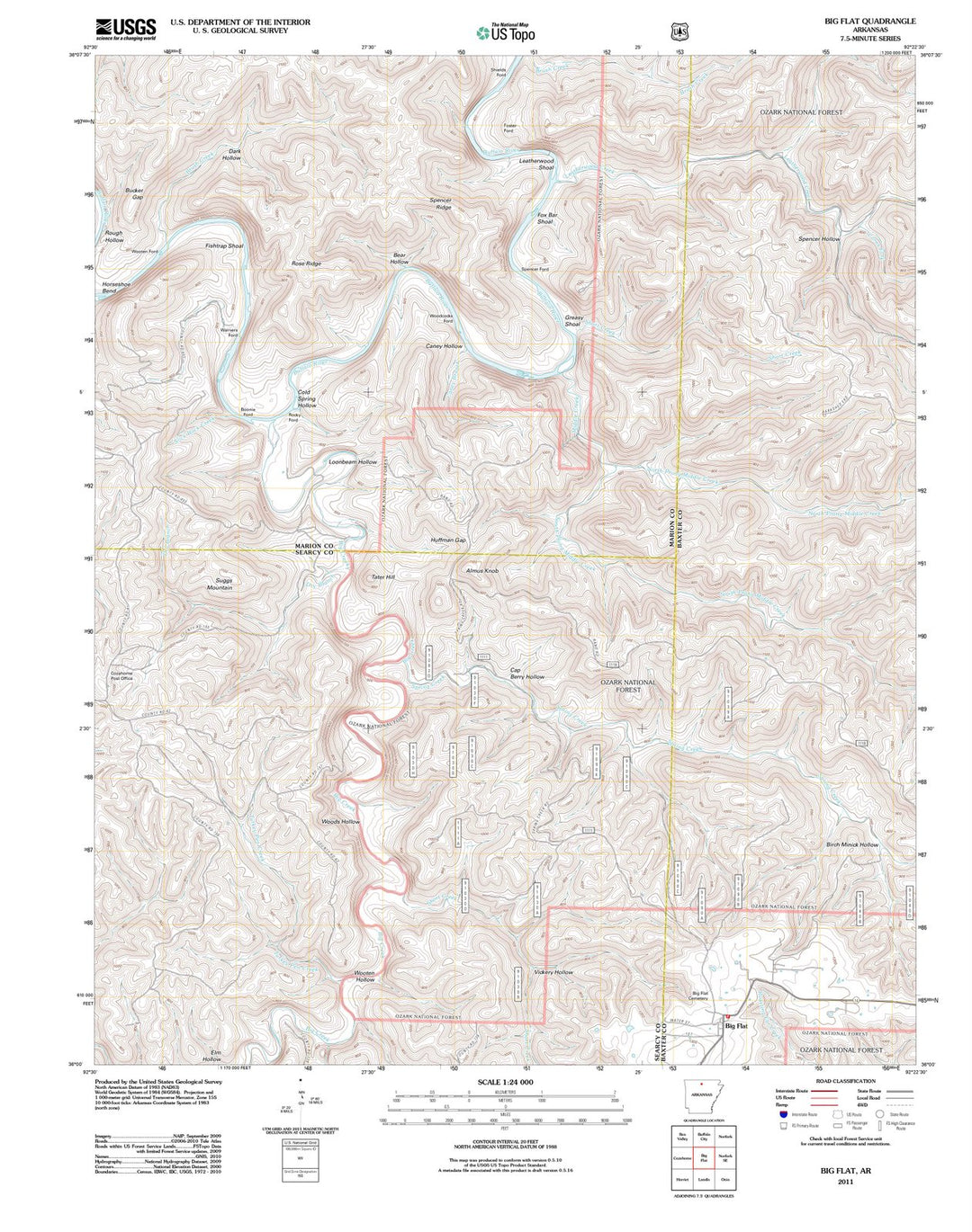 2011 Big Flat, AR - Arkansas - USGS Topographic Map