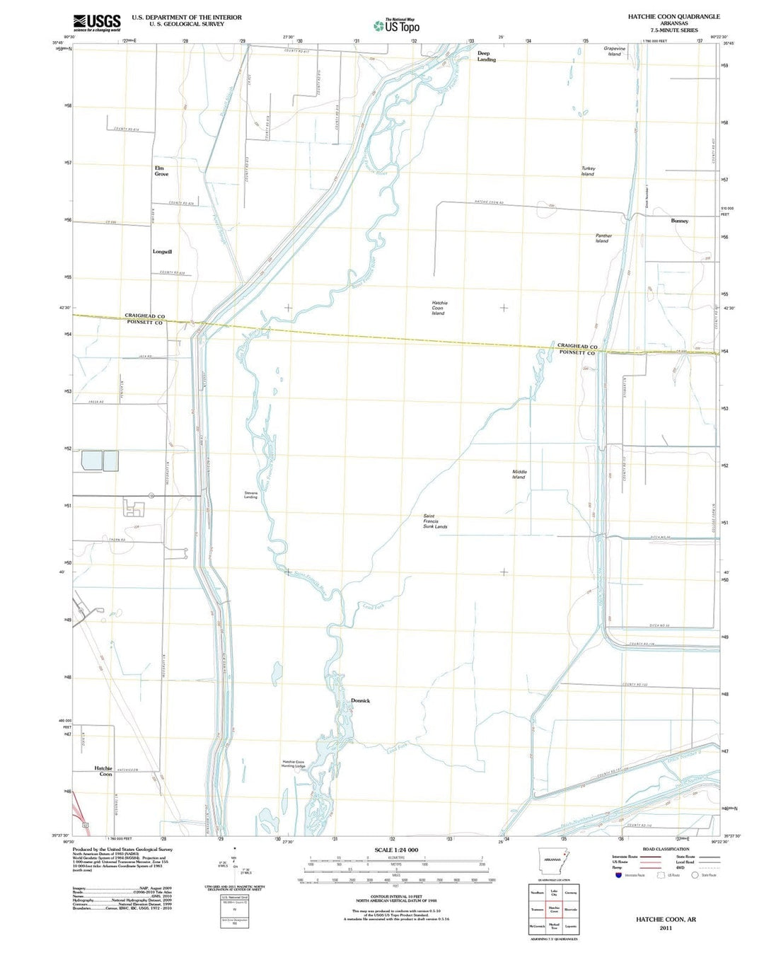 2011 Hatchie Coon, AR - Arkansas - USGS Topographic Map