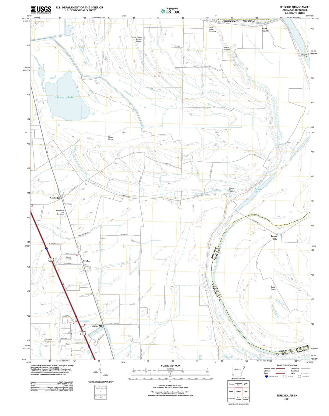 2011 Jericho, AR - Arkansas - USGS Topographic Map