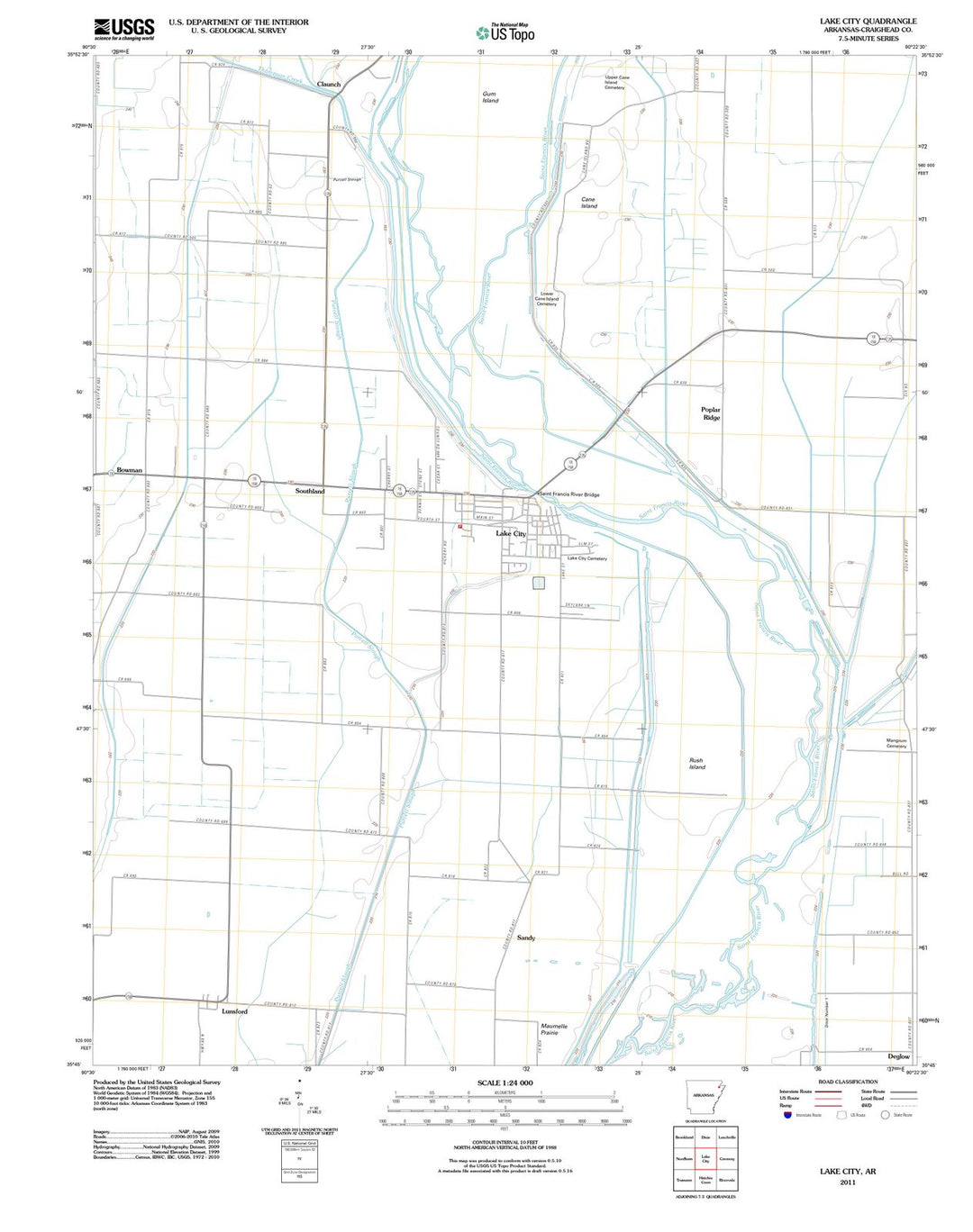 2011 Lake City, AR - Arkansas - USGS Topographic Map