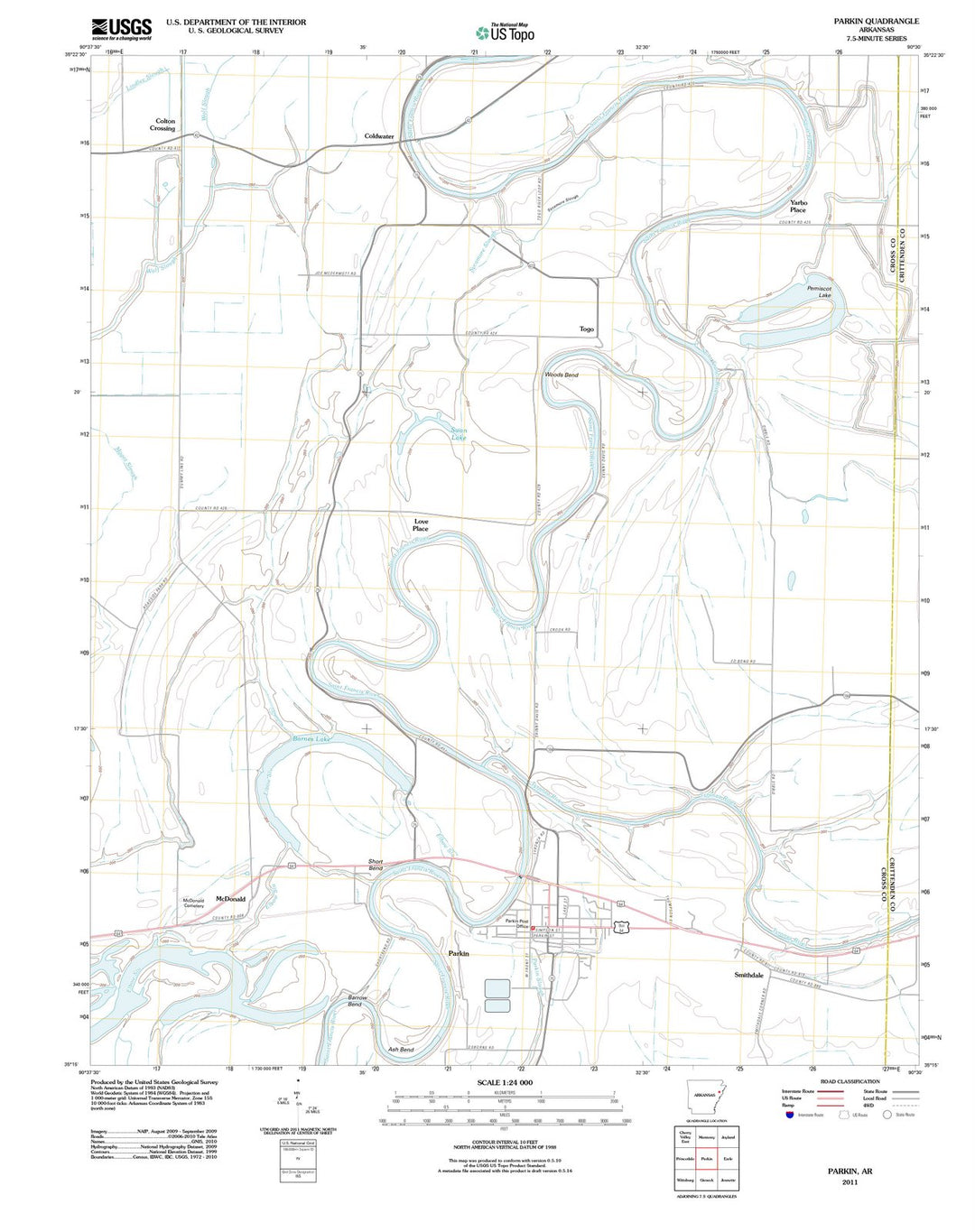 2011 Parkin, AR - Arkansas - USGS Topographic Map