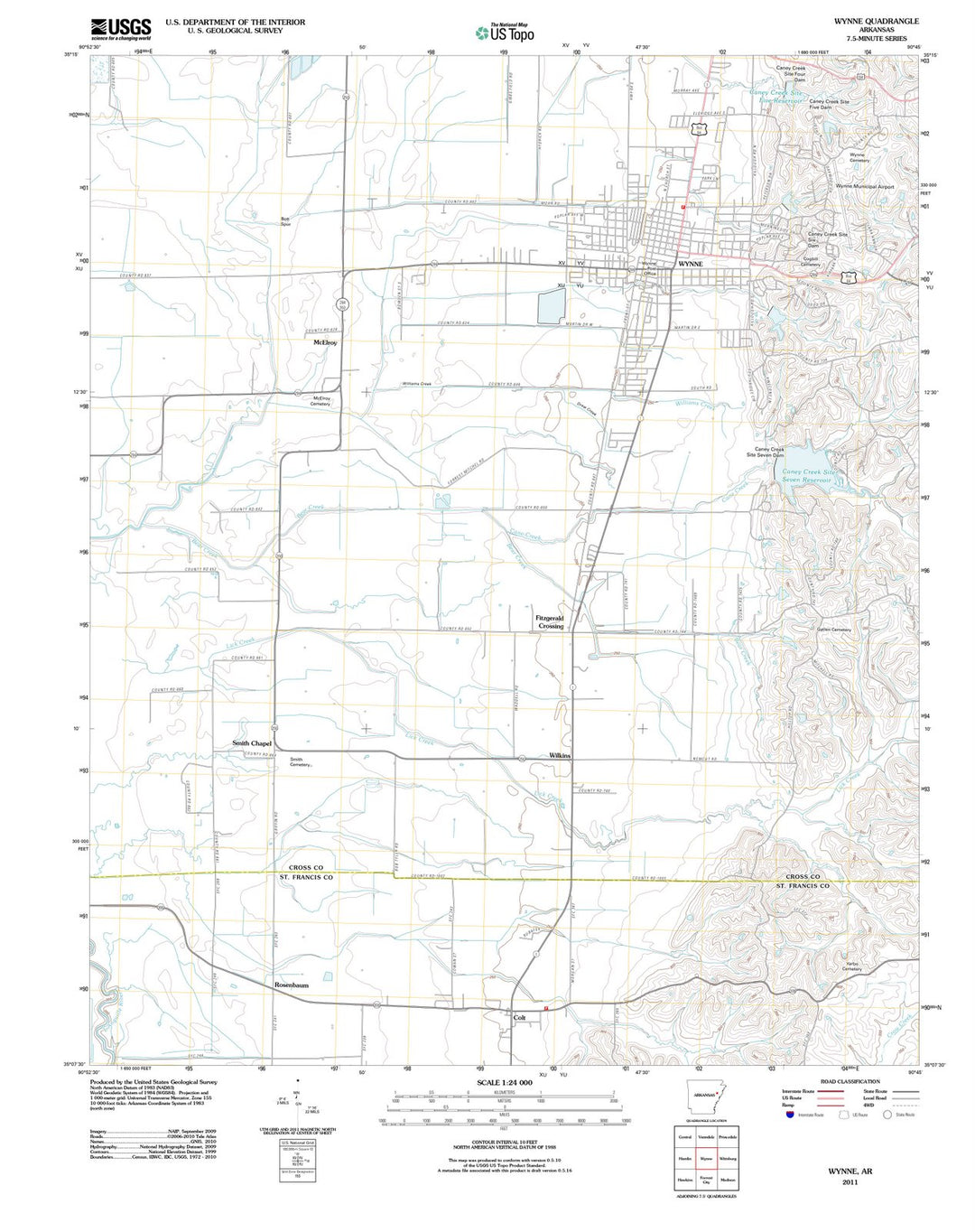 2011 Wynne, AR - Arkansas - USGS Topographic Map
